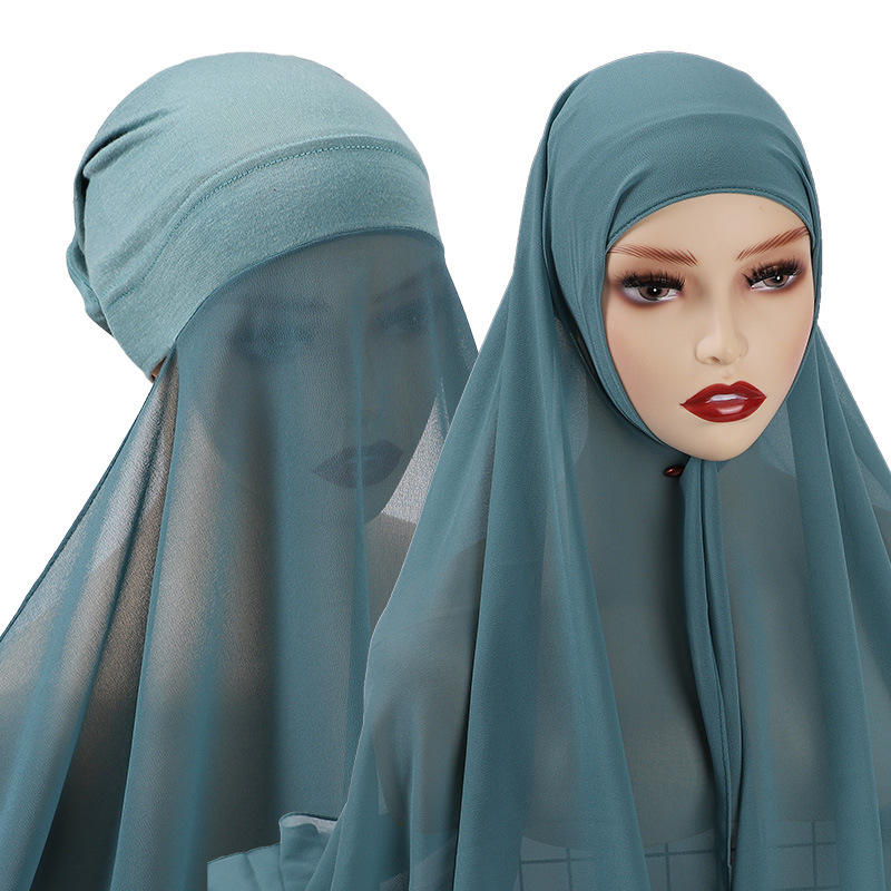 Hijab instantáneo de gasa MSL002 con tapa interior de modal