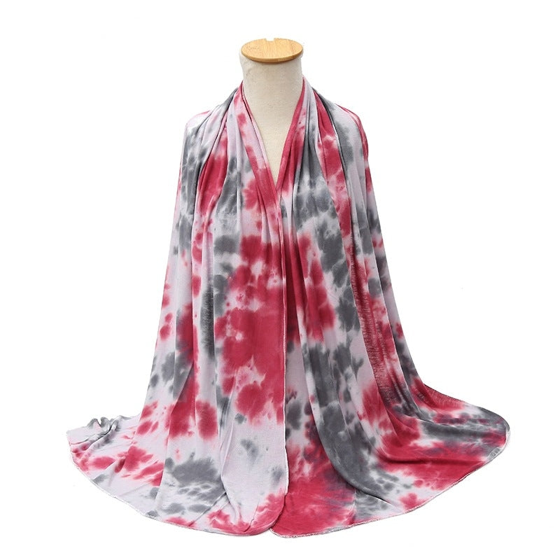 YZ06 Breathable and soft mercerized cotton hand-dyed hijab