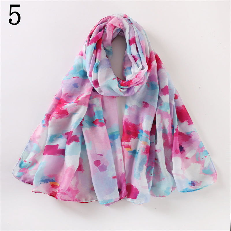 MYP012 Bufanda estampada con pintura al óleo teñida con cielo estrellado y arena cambiante