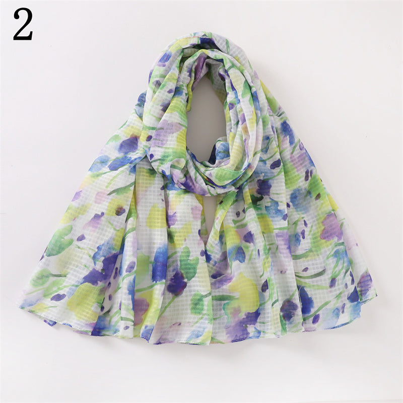 MYP016 Smudged floral print scarf - MinYang Fashion Apparel Accessory Manufacturer