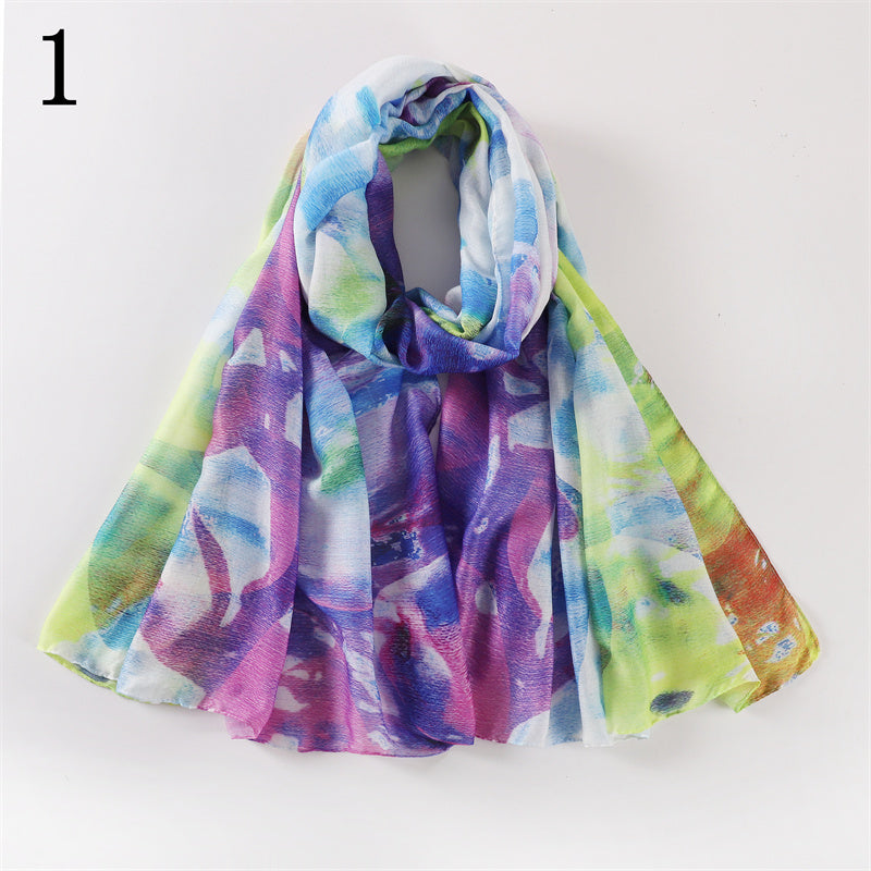 MYP012 Bufanda estampada con pintura al óleo teñida con cielo estrellado y arena cambiante