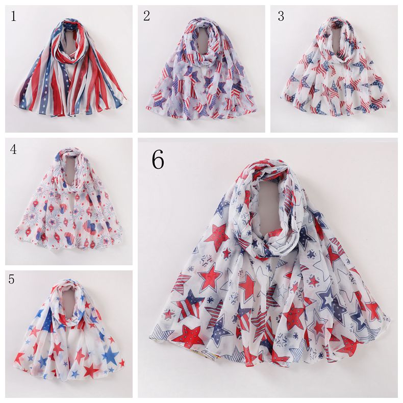 MYP07 USA Stars printed scarf and Stripes flag five-pointed star Europe and the United States fluffy fashion temperament everything scarf