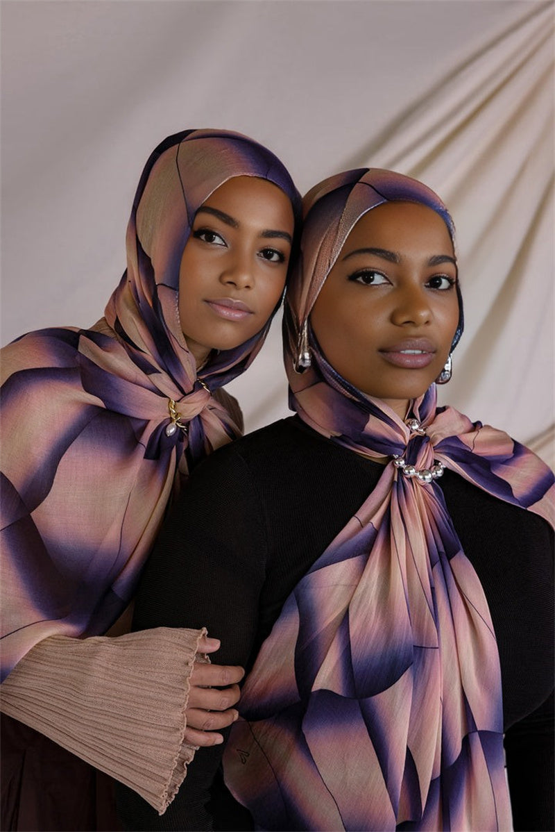 MY091 Exquisite Satin tudung print hijab/scarf polyester - MinYang Fashion Apparel Accessory Manufacturer