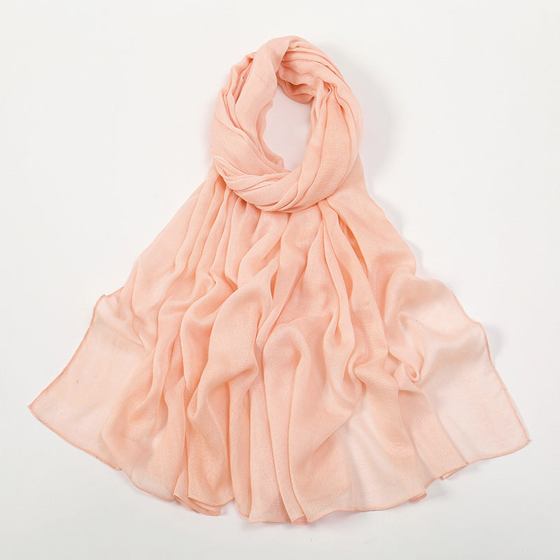 VS694New solid color curled cotton long scarf women's headscarf - MinYang Fashion Apparel Accessory Manufacturer