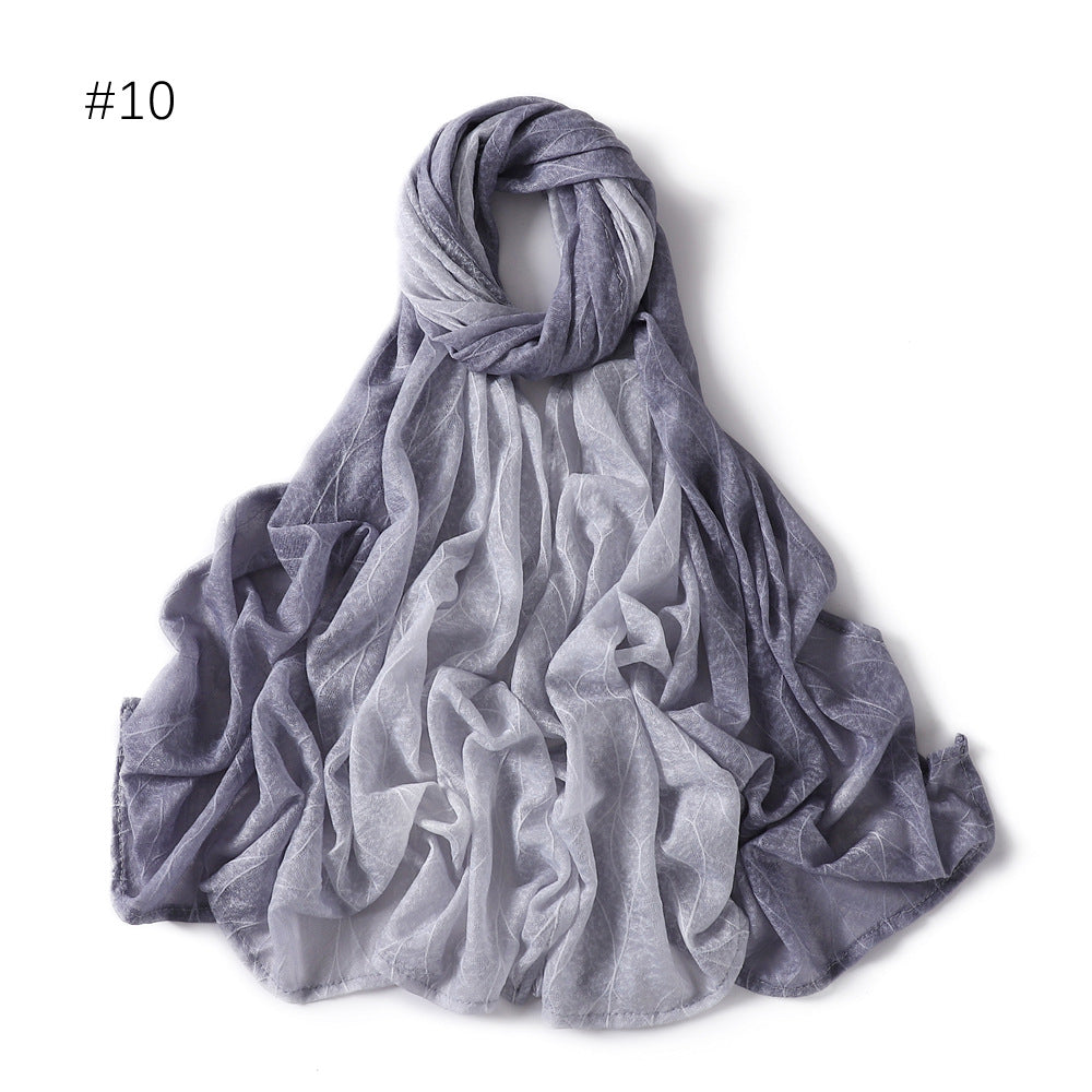 YZ80 Lace breathable hollow slightly elastic wave gradient color hijab hijab/tudung printed hijab printed scarf Gradient