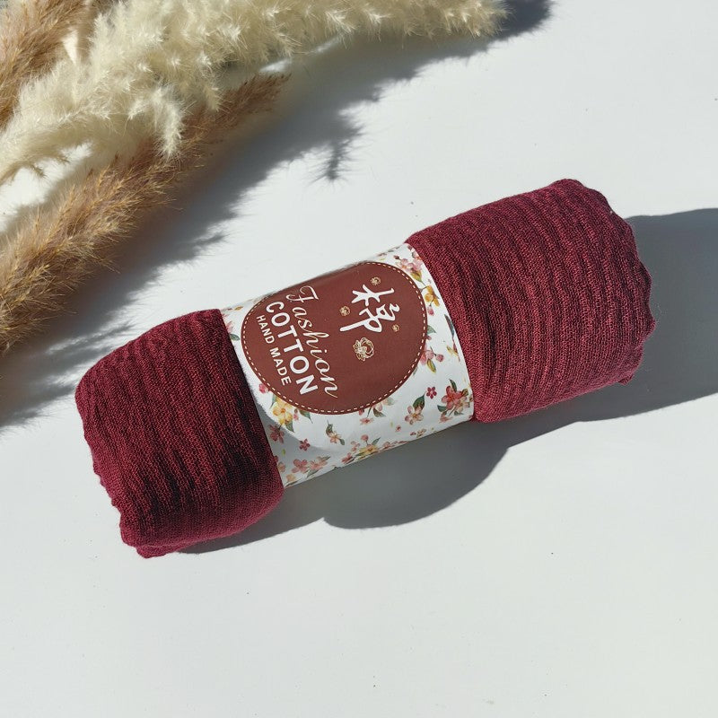 WJ01 Cotton scarf solid color scarf wrinkled bubble scarf shawl headscarf