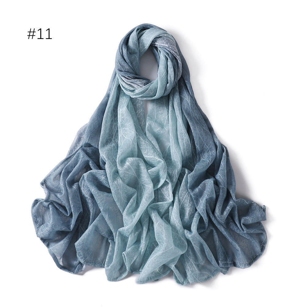 YZ80 Lace breathable hollow slightly elastic wave gradient color hijab hijab/tudung printed hijab printed scarf Gradient