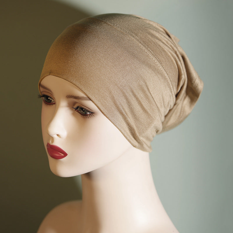 QY001 Tiada pil, tiada pudar, topi tong pelbagai warna, warna pepejal, kapas tulen, topi asas kapas mercerized, tudung kapas untuk wanita, anjal dan bernafas