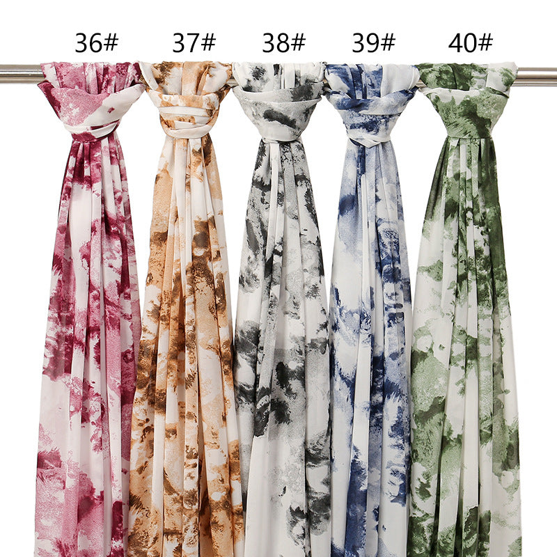 YW332 Fresh floral chiffon print long scarf for women in stock Hot selling small floral long shawl plain hijab hijab/tudung printed hijab