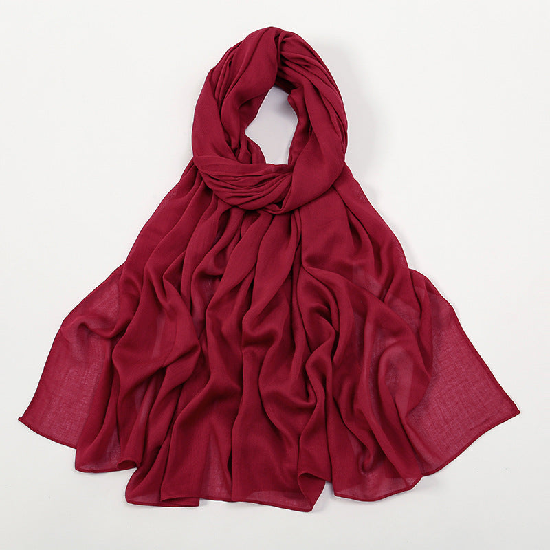 VS694New solid color curled cotton long scarf women's headscarf - MinYang Fashion Apparel Accessory Manufacturer
