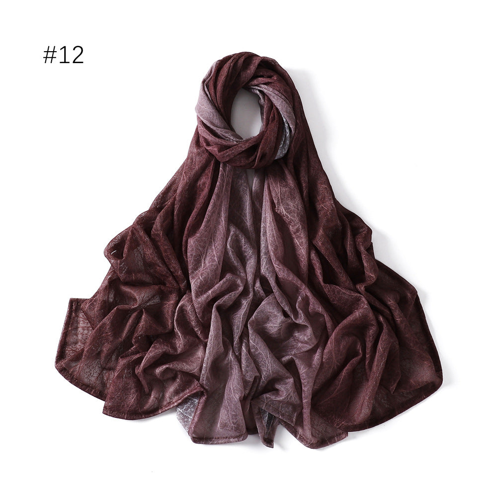 YZ80 Lace breathable hollow slightly elastic wave gradient color hijab hijab/tudung printed hijab printed scarf Gradient