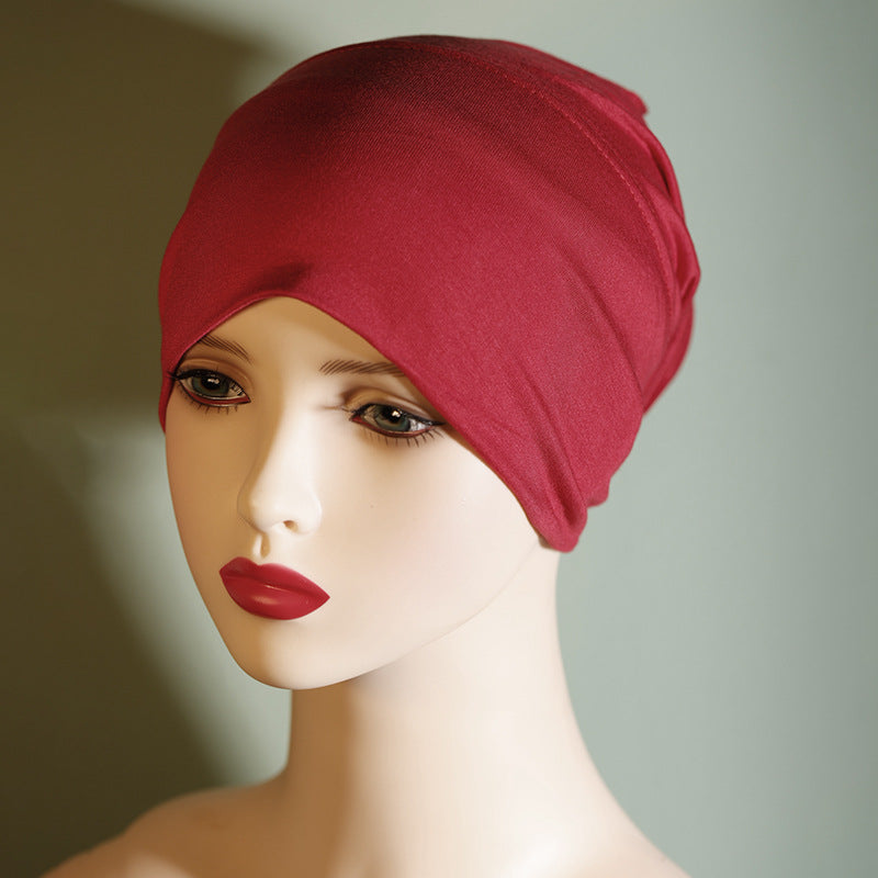 QY001 Tiada pil, tiada pudar, topi tong pelbagai warna, warna pepejal, kapas tulen, topi asas kapas mercerized, tudung kapas untuk wanita, anjal dan bernafas