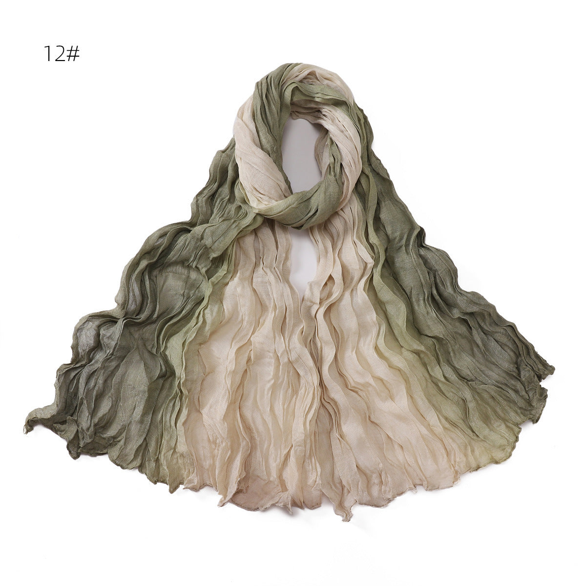 YZ205 Cotton and linen gradient wrinkled dyed long scarf hijab hijab/tudung printed hijab printed scarf Gradient - MinYang Fashion Apparel Accessory Manufacturer