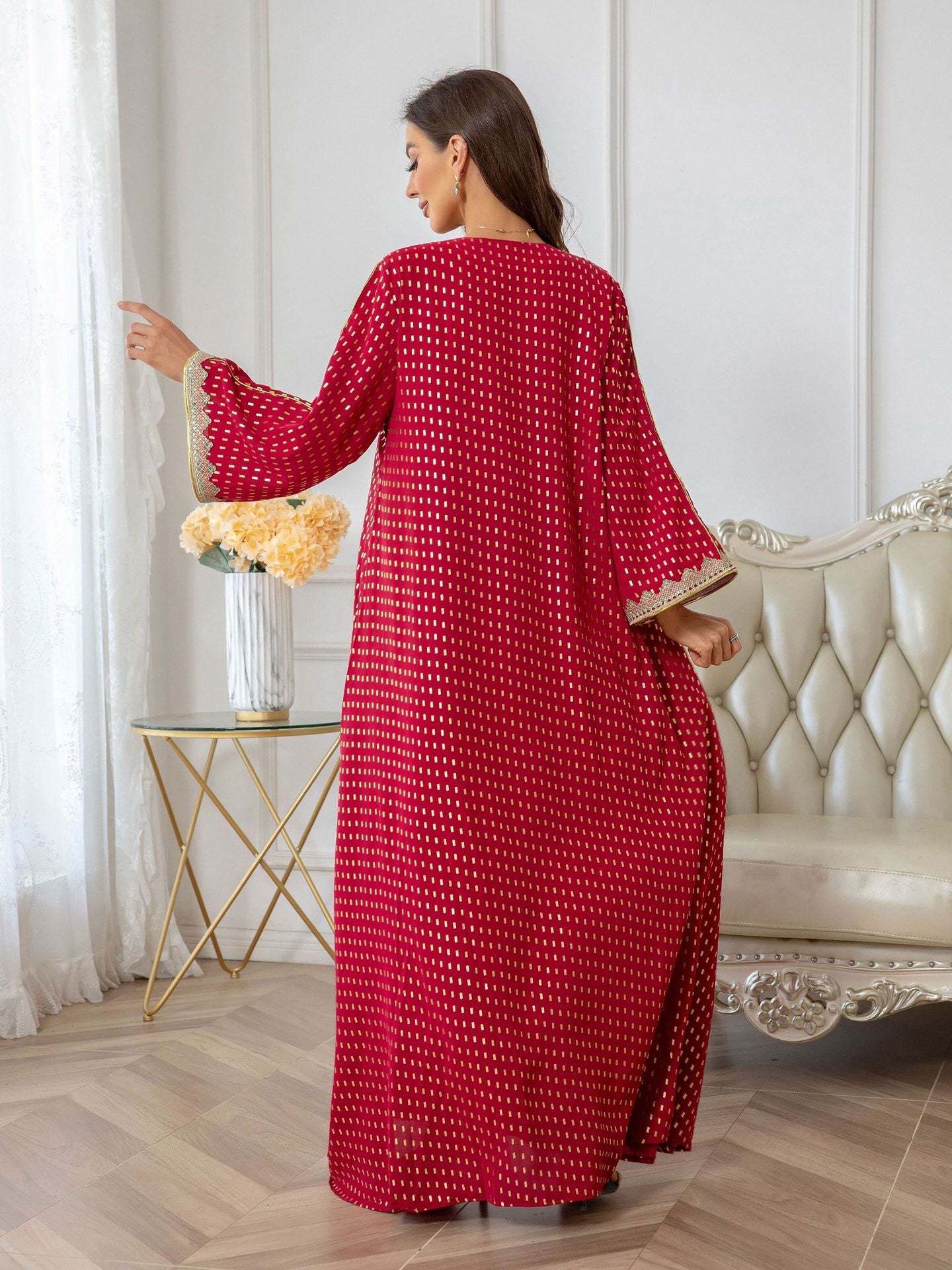 ZD004 Muslim robe gold stamping simple lace slim fit Dubai women's dress abaya Dresses/gowns