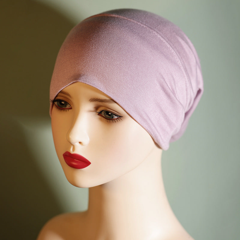 QY001 Tiada pil, tiada pudar, topi tong pelbagai warna, warna pepejal, kapas tulen, topi asas kapas mercerized, tudung kapas untuk wanita, anjal dan bernafas