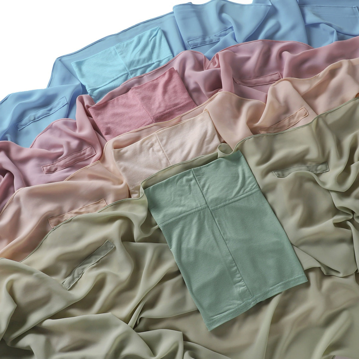YZ316 Plain Silky Thick Chiffon Hijab with Built-in Magnetic Buckle and Matching Undercap