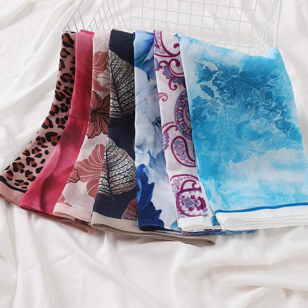 MSL333 New spring and summer pearl chiffon digital printing color scarf New spring and summer pearl chiffon digital printing color scarf