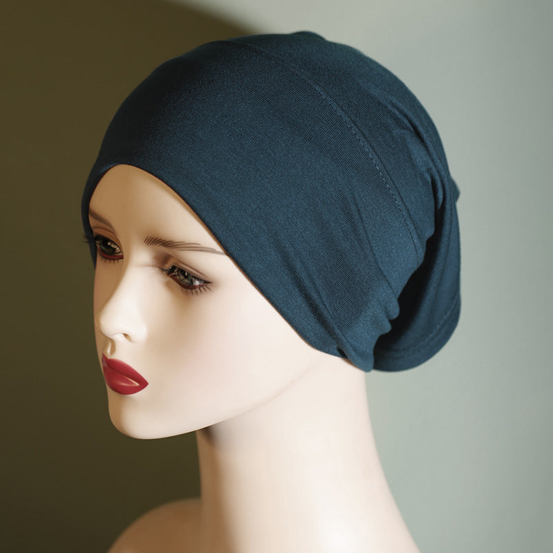 QY001 Tiada pil, tiada pudar, topi tong pelbagai warna, warna pepejal, kapas tulen, topi asas kapas mercerized, tudung kapas untuk wanita, anjal dan bernafas