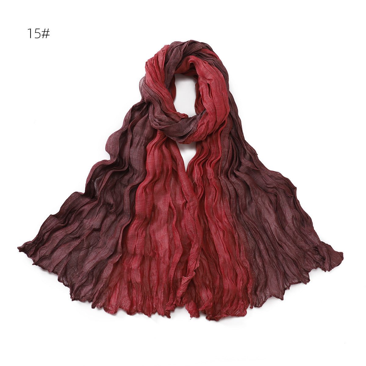 YZ205 Cotton and linen gradient wrinkled dyed long scarf hijab hijab/tudung printed hijab printed scarf Gradient - MinYang Fashion Apparel Accessory Manufacturer