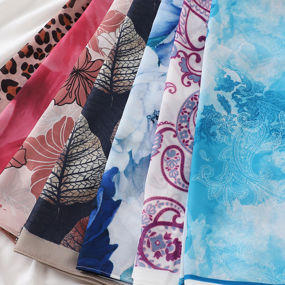 MSL333 New spring and summer pearl chiffon digital printing color scarf New spring and summer pearl chiffon digital printing color scarf