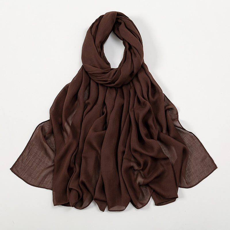 VS694New solid color curled cotton long scarf women's headscarf - MinYang Fashion Apparel Accessory Manufacturer