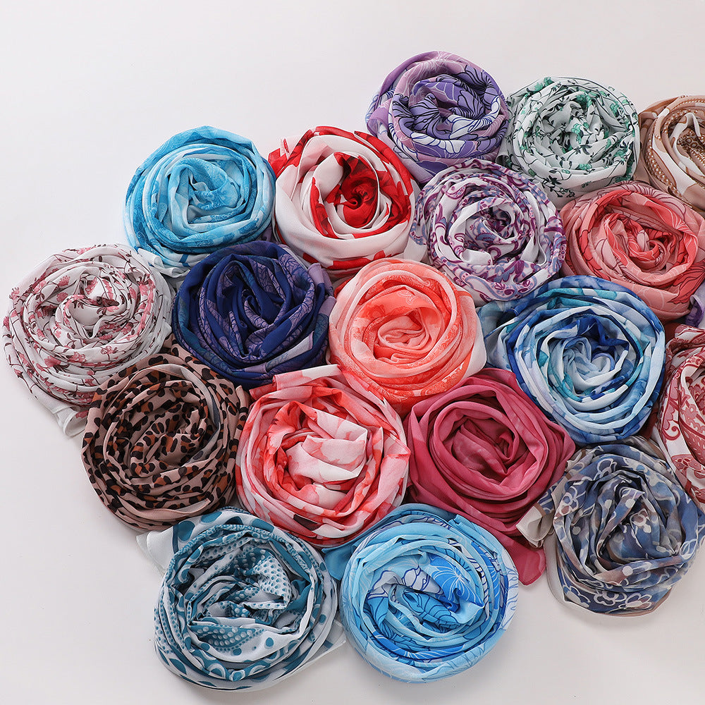 MSL333 New spring and summer pearl chiffon digital printing color scarf New spring and summer pearl chiffon digital printing color scarf
