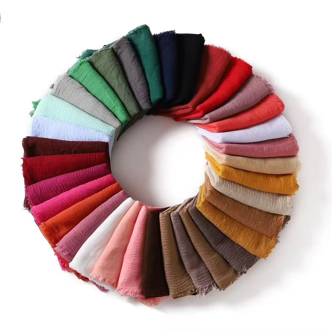 MSL090 plain color wholesale crinkle cotton hijab