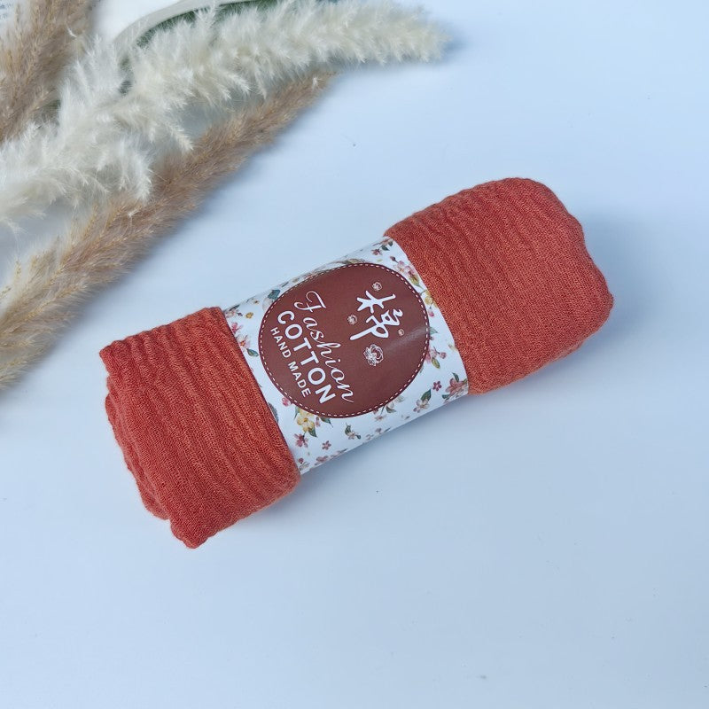WJ01 Cotton scarf solid color scarf wrinkled bubble scarf shawl headscarf