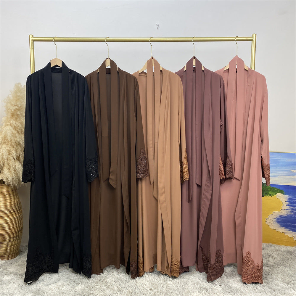 1989 Lace embroidery muslim abaya dress