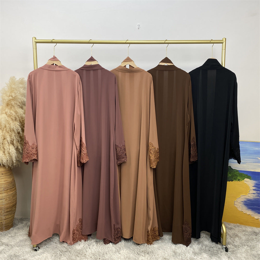 1989 Lace embroidery muslim abaya dress