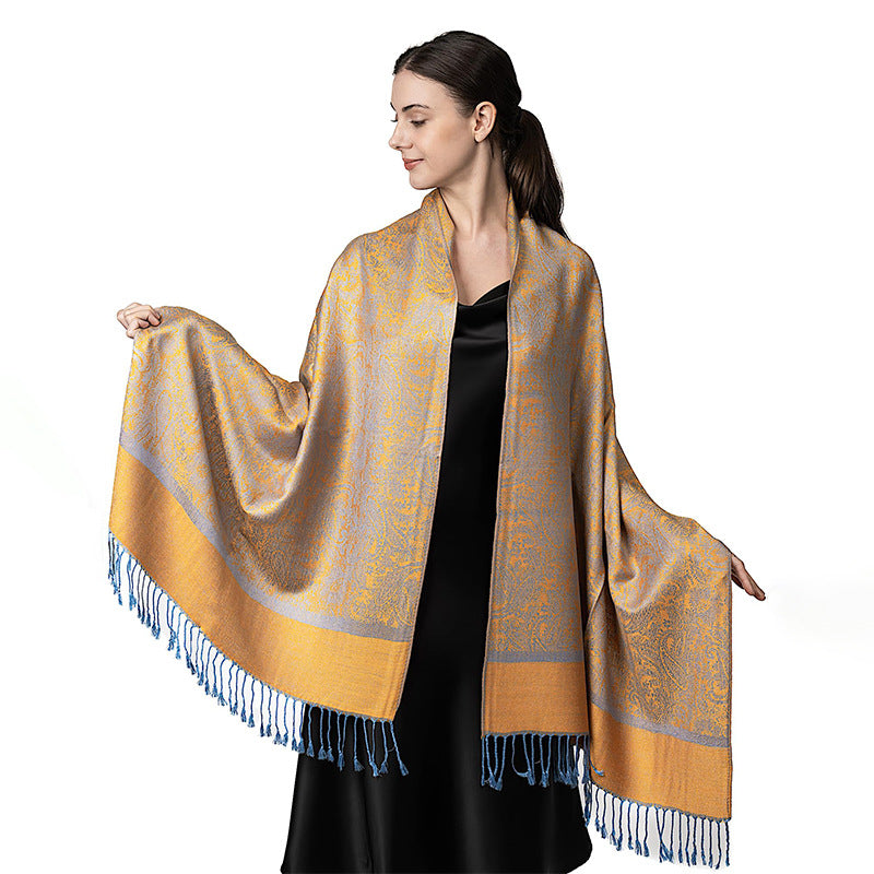 MY02 Luxury Women's Cashew Jacquard Scarf - MinYang Fashion Apparel Accessory Manufacturer