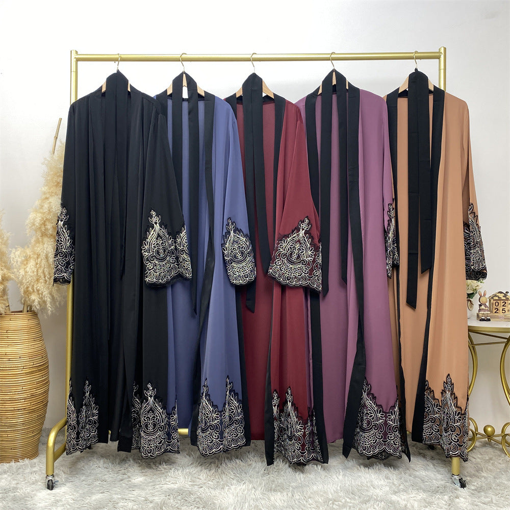 1962 Lace embroidery muslim abaya dress