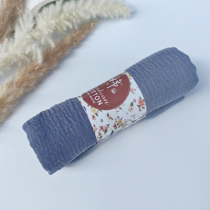 WJ01 Cotton scarf solid color scarf wrinkled bubble scarf shawl headscarf