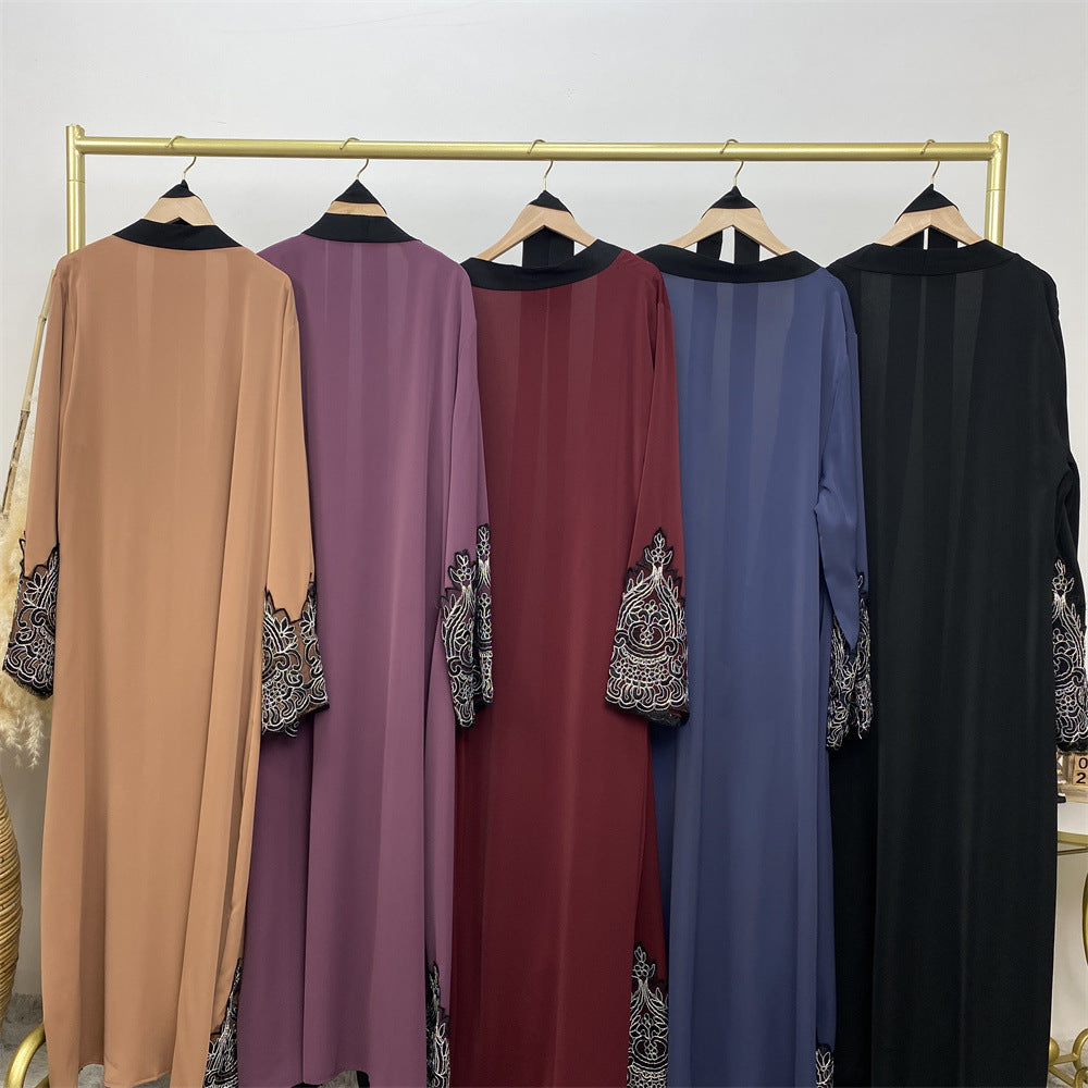 1962 Lace embroidery muslim abaya dress