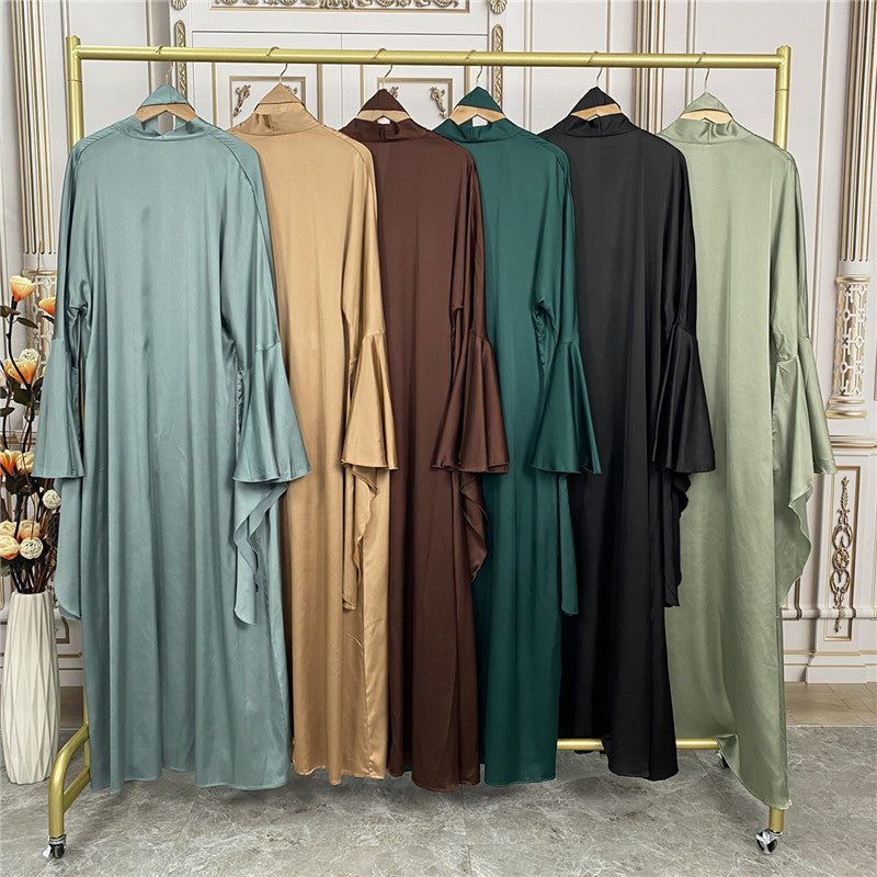 1925 satin plain muslim abaya dress (set)