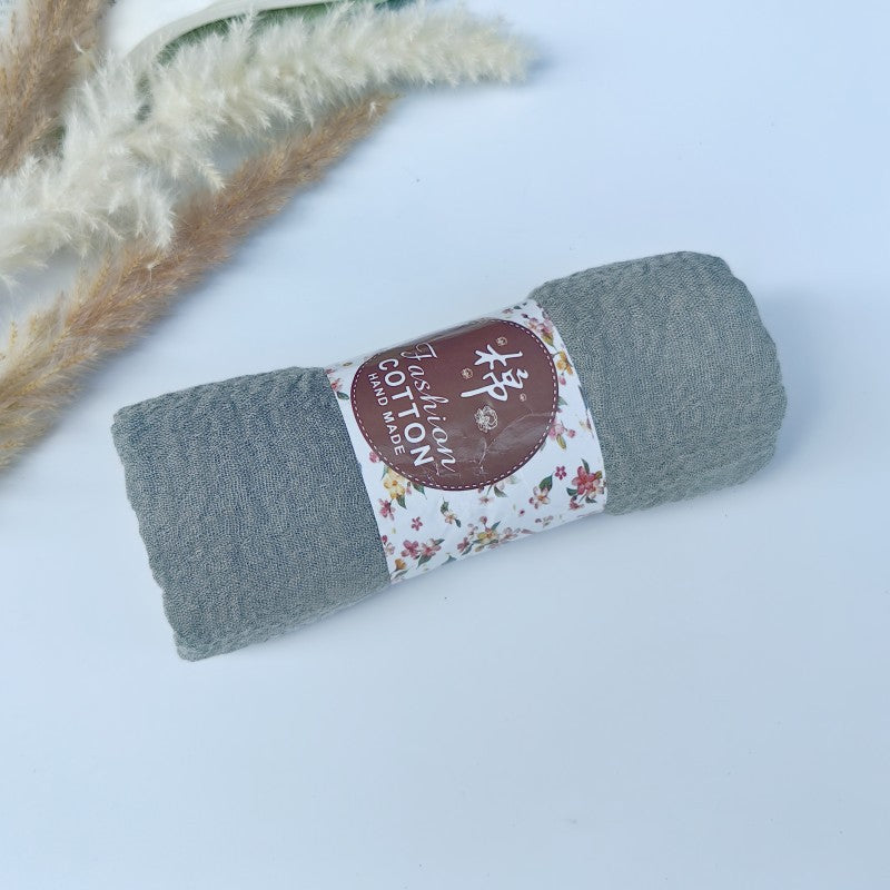 WJ01 Cotton scarf solid color scarf wrinkled bubble scarf shawl headscarf