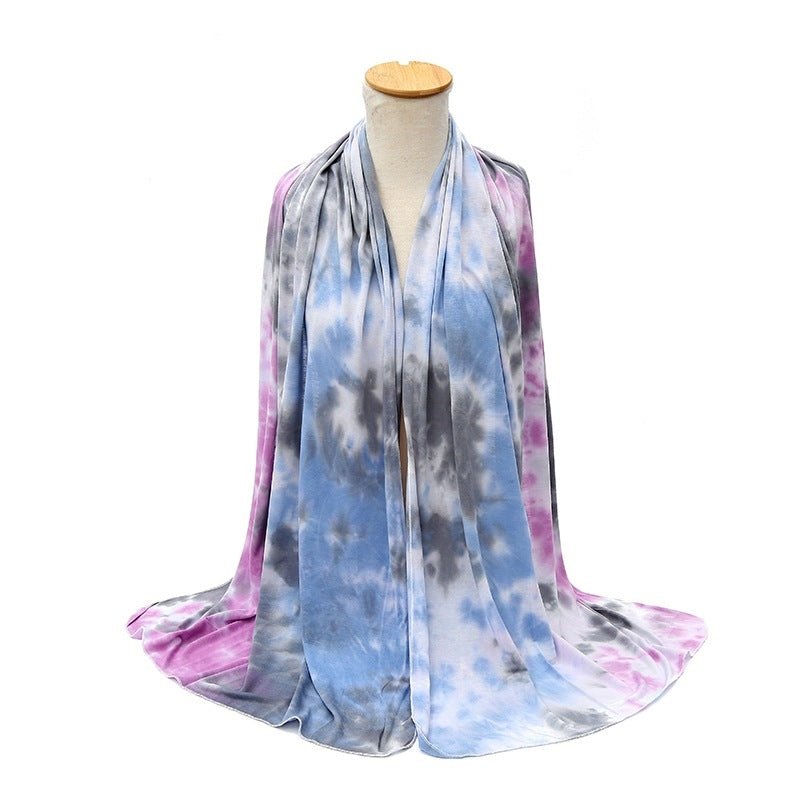 YZ06 Breathable and soft mercerized cotton hand-dyed hijab