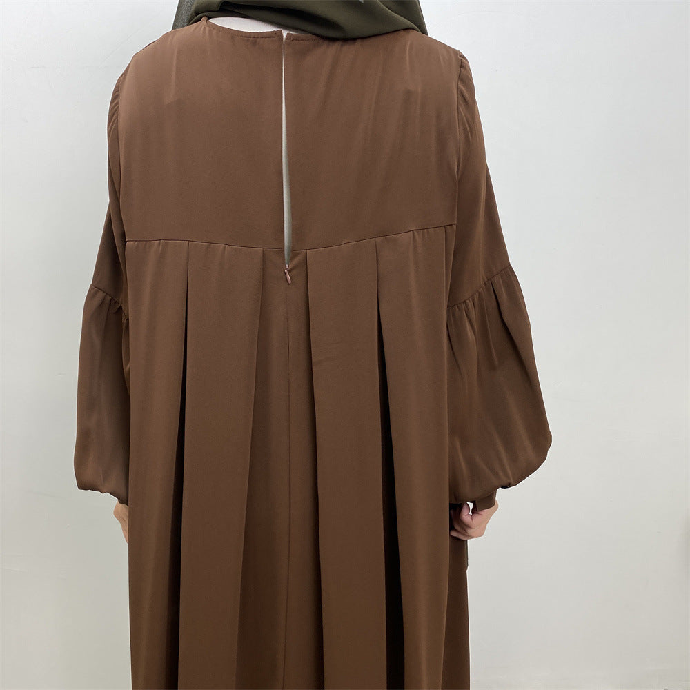 6683 plain wrinkle muslim abaya dress