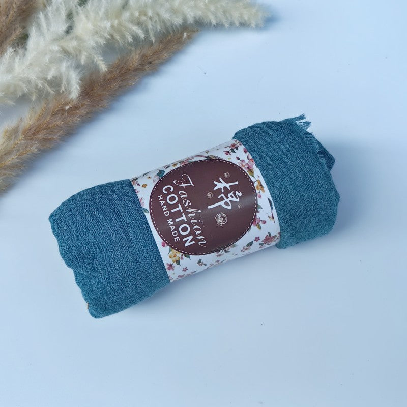 WJ01 Cotton scarf solid color scarf wrinkled bubble scarf shawl headscarf