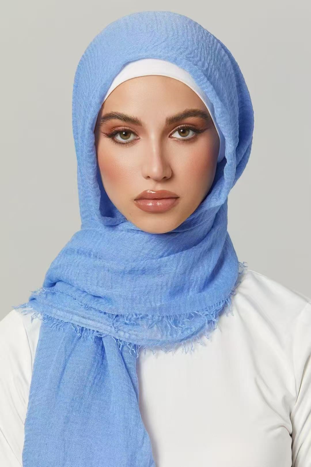 MSL090 plain color wholesale crinkle cotton hijab