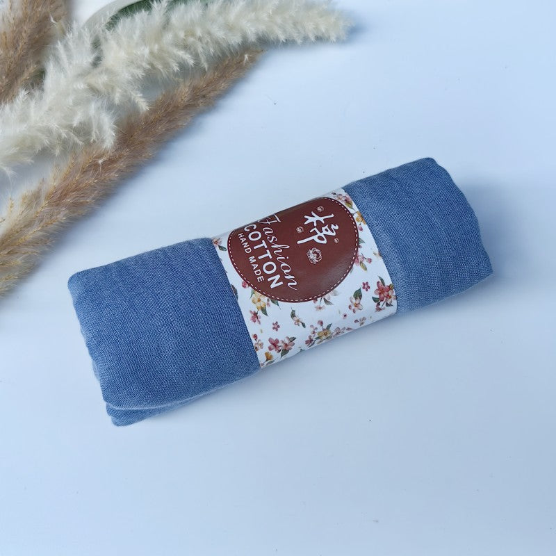 WJ01 Cotton scarf solid color scarf wrinkled bubble scarf shawl headscarf