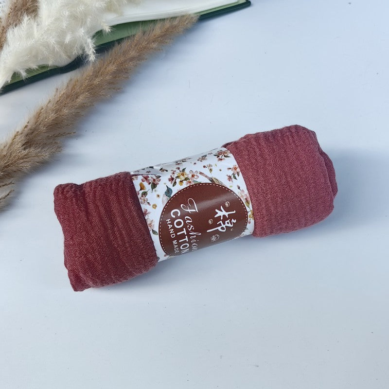 WJ01 Cotton scarf solid color scarf wrinkled bubble scarf shawl headscarf