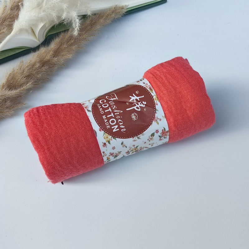 WJ01 Cotton scarf solid color scarf wrinkled bubble scarf shawl headscarf