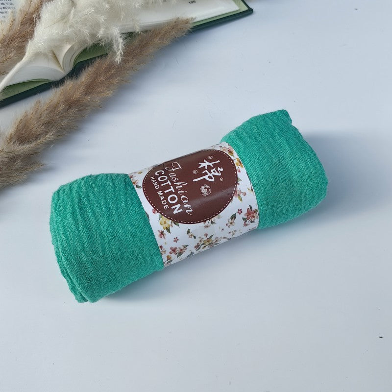 WJ01 Cotton scarf solid color scarf wrinkled bubble scarf shawl headscarf