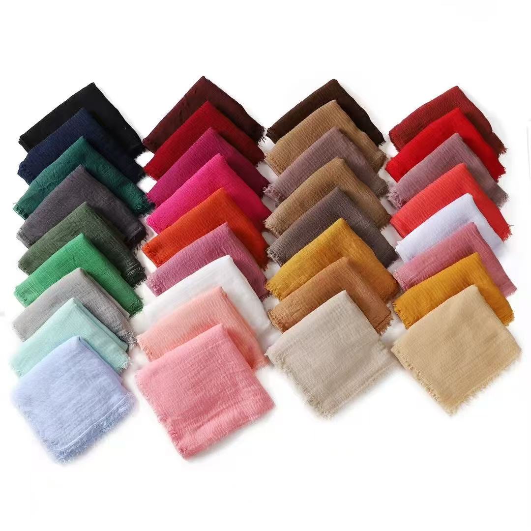 MSL090 plain color wholesale crinkle cotton hijab