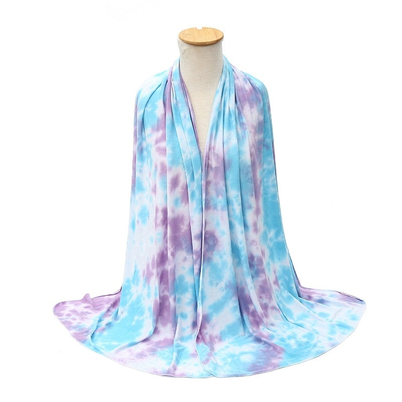 YZ06 Breathable and soft mercerized cotton hand-dyed hijab