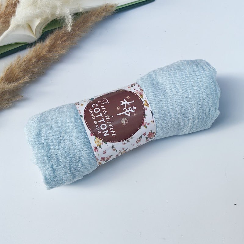 WJ01 Cotton scarf solid color scarf wrinkled bubble scarf shawl headscarf
