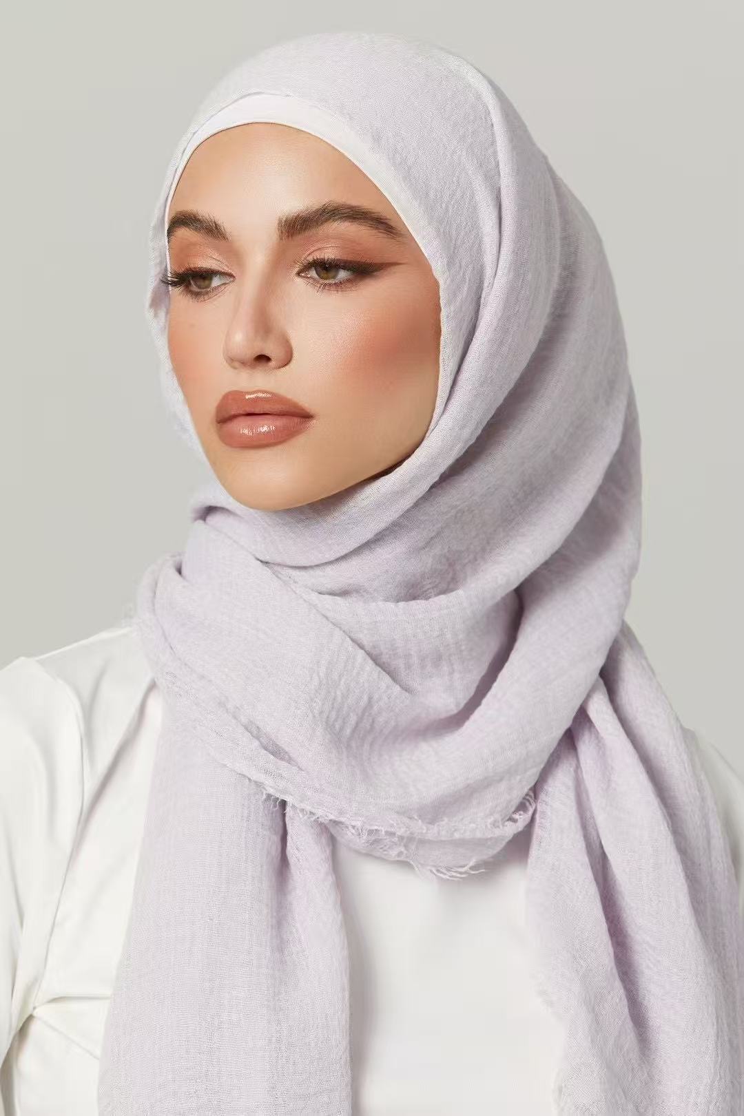 MSL090 plain color wholesale crinkle cotton hijab
