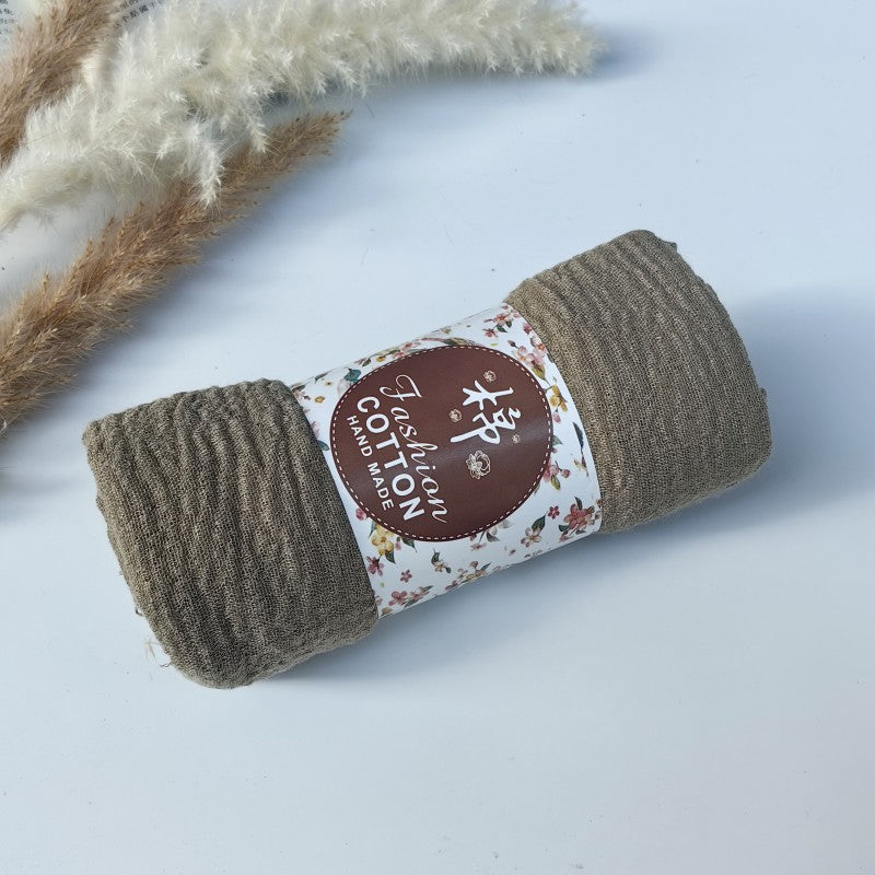 WJ01 Cotton scarf solid color scarf wrinkled bubble scarf shawl headscarf