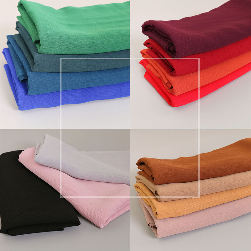 YW72 plain pleated pearl chiffon hijab